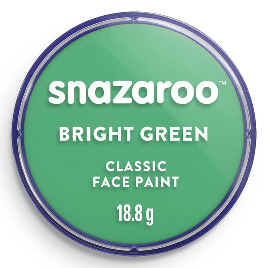 Snazaroo bright green face paint container on a white background