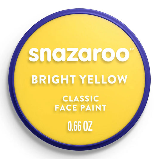 Snazaroo bright yellow face paint container on a white background