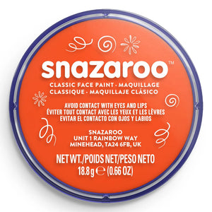 Snazaroo face paint container with orange lid and white text on a white background