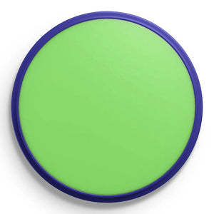 Snazaroo pot of lime green face paint with blue border on a white background