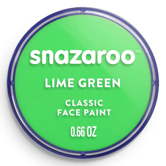 Snazaroo lime green face paint container on a white background