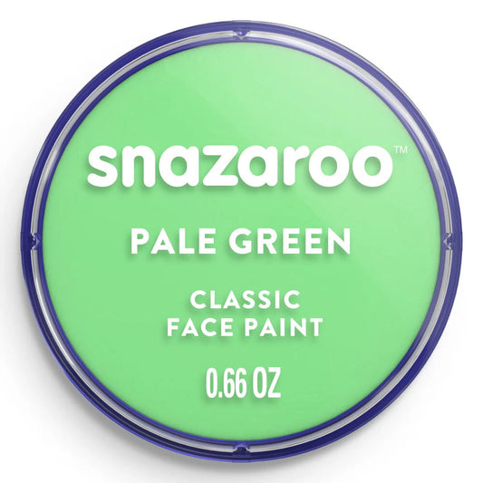 Snazaroo pale green face paint container on a white background