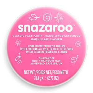 Snazaroo face paint container with pink lid and white label on a white background