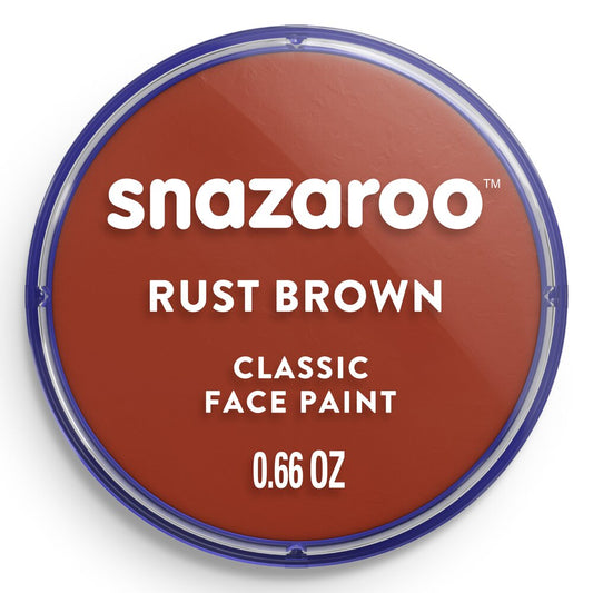 Snazaroo rust brown face paint container on a white background