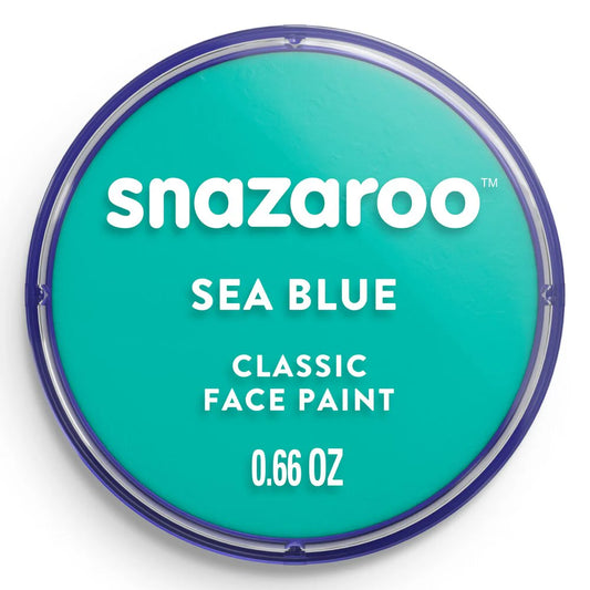 Snazaroo sea blue face paint container on a white background