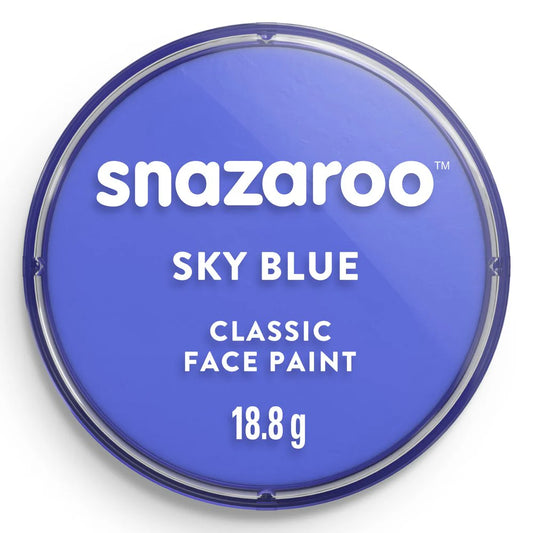 Snazaroo sky blue face paint container on a white background