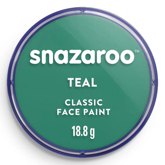 Snazaroo teal face paint container on a white background