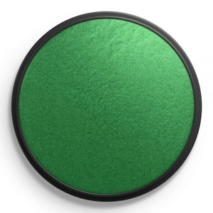Metallic Green snazaroo face paint with black rim on a white background