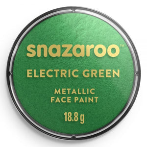 Snazaroo electric green metallic face paint container on a white background