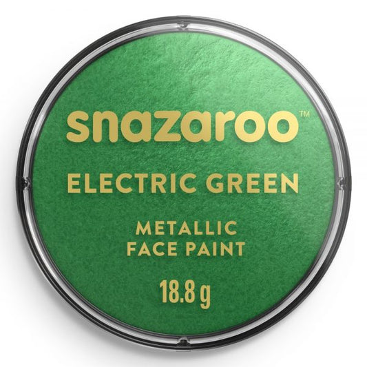 Snazaroo electric green metallic face paint container on a white background