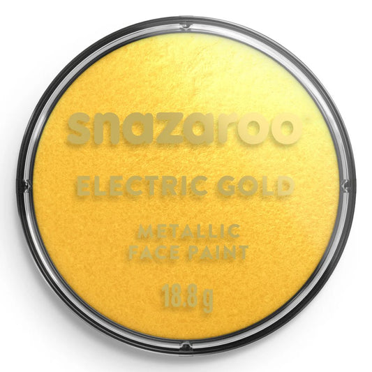 Snazaroo electric gold metallic face paint container on a white background