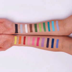 Snazaroo Paint on Arms showing multiple samples of all different coloured paint