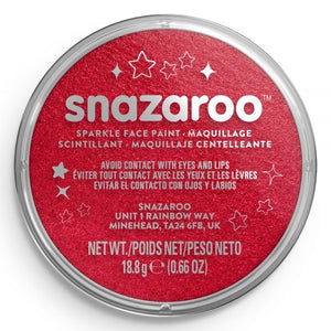 Snazaroo face paint container with red lid and silver base on a white background