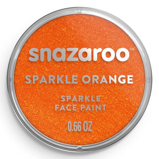 Snazaroo sparkle orange face paint container on a white background