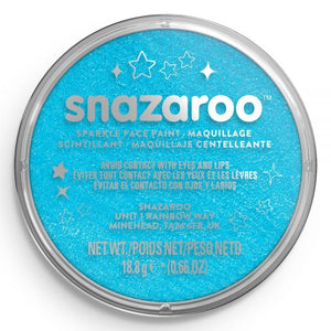 Snazaroo sparkle face paint container with blue color on a white background