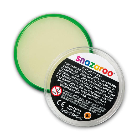 Snazaroo face paint wax in a round container with green lid on a white background