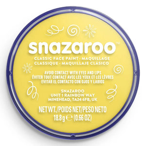 Snazaroo bright yellow face paint container on a white background