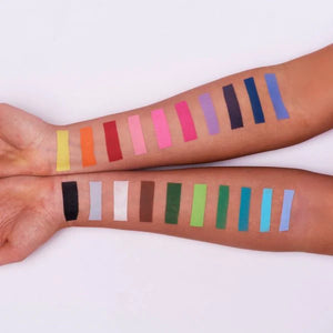 Snazaroo Paint on Arms showing multiple samples of all different coloured paint