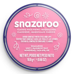 Snazaroo face paint container with pink lid and white label on a white background
