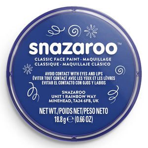 Snazaroo face paint container with blue lid and white label on a white background