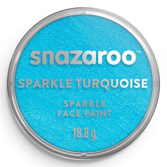 Snazaroo sparkle face paint container in turquoise color on a white background