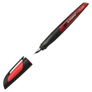 Stabilo Ergonomic EASYbuddy M Nib Fountain Pen - Black/Coral (Blue Ink Cartridge)