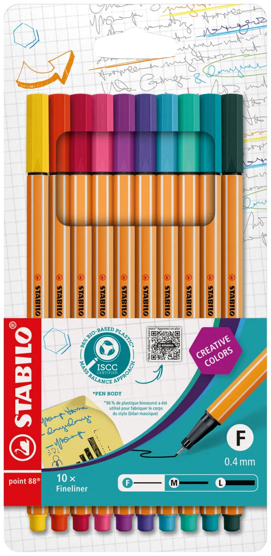 STABILO Fineliner Point 88 - Wallet of 10 Colours
