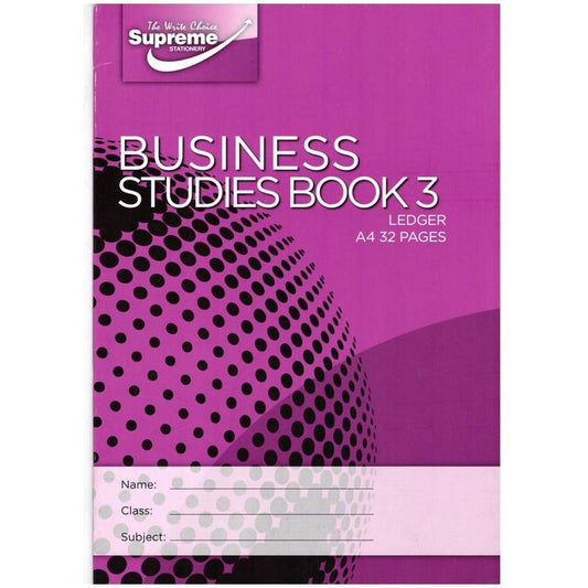 Supreme A4 Business Studies Book 3 - Ledger book