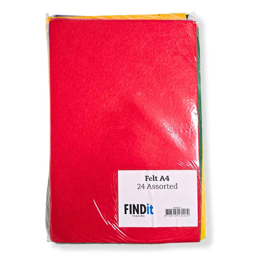 Felt Pack in A4 - Assorted Colours (24 Pack)