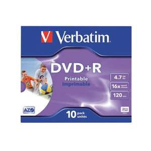 Verbatim DVD+R Inkjet Printable 16x 4.7GB (Pack of 10) 43508