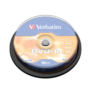 Verbatim DVD-R 16x Branded Silver Spindle of 10 Discs - 43523