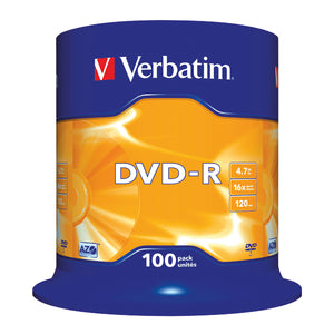 Verbatim DVD-R Non-Printable Spindle 16x 4.7GB (Pack of 100) 43549