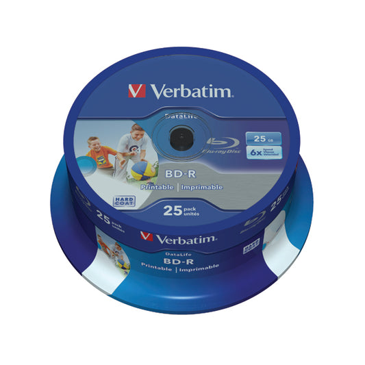 Verbatim BD-R Printable Spindle 6x 25GB (Pack of 25) 43811