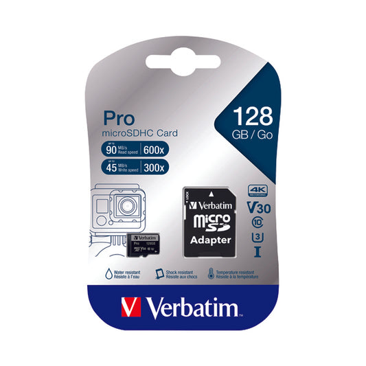 Verbatim Pro microSDXC Memory Card Class 3 128GB 47044