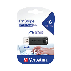 Verbatim Pinstripe USB 3.0 Flash Drive 16GB Black 49316