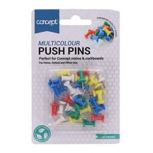 Concept Coloured Push Pins (30 Pack)
