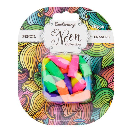 18 Pencil Top Erasers - Neon Collection