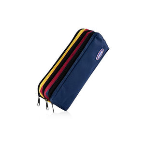 3 Pocket Zip Pencil Case - Blue & Red