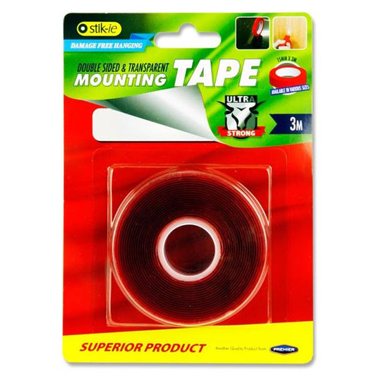 Stik-ie Double Sided Mounting Tape Clear - 3m X 15mm