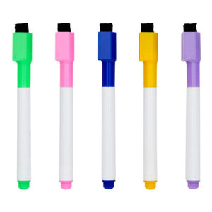 5 Drywipe Markers With Eraser Lid - Coloured