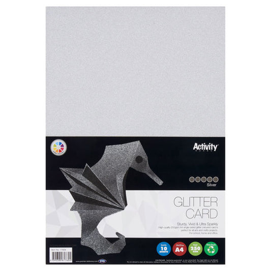 Premier Activity A4 250gsm Glitter Card 10 Sheets - Silver