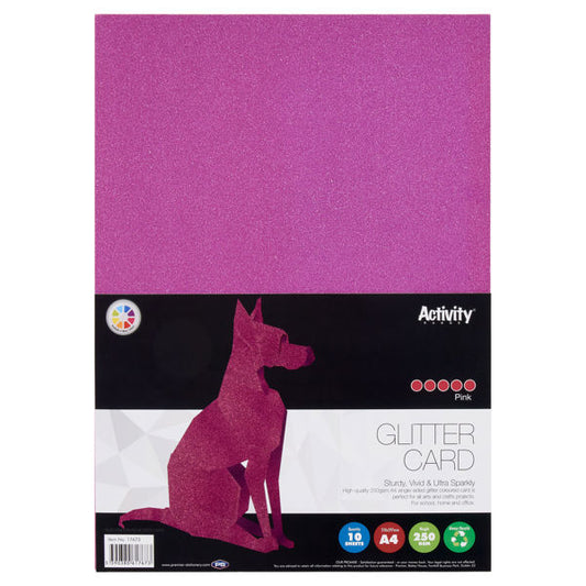 Premier Activity A4 250gsm Glitter Card 10 Sheets - Pink.