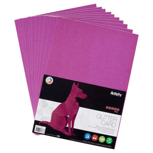 Premier Activity A4 250gsm Glitter Card 10 Sheets - Pink.