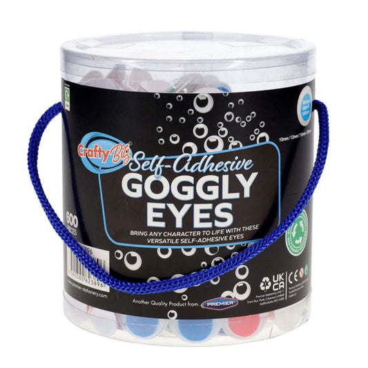 Tub 600 Self Adhesive Goggly Eyes - Coloured