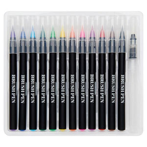Icon 12 Watercolor Brush Pens With Water Brush