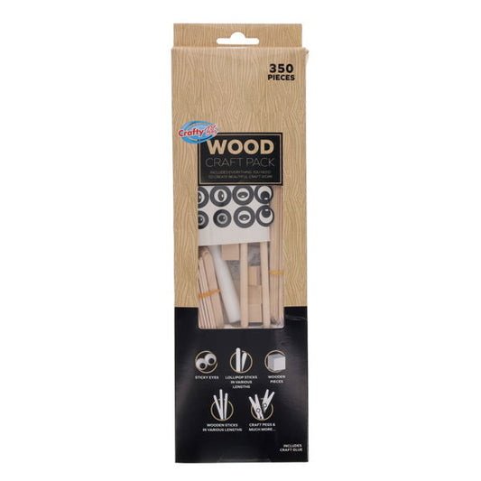 Crafty Bitz Craft Pack - Wood Shapes (350 Pieces)