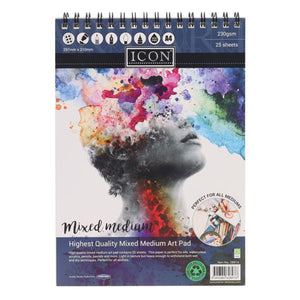 Icon A4 250gsm Mixed Medium Art Pad (25 Sheets)
