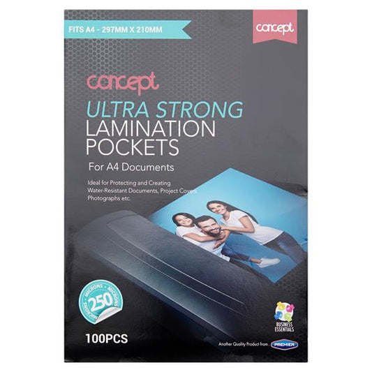 Concept Pack of 100 A4 250 Micron Laminating Pouches