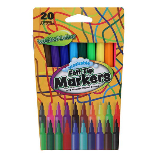 World of Colour Felt Tip Markers (Pack of 20)