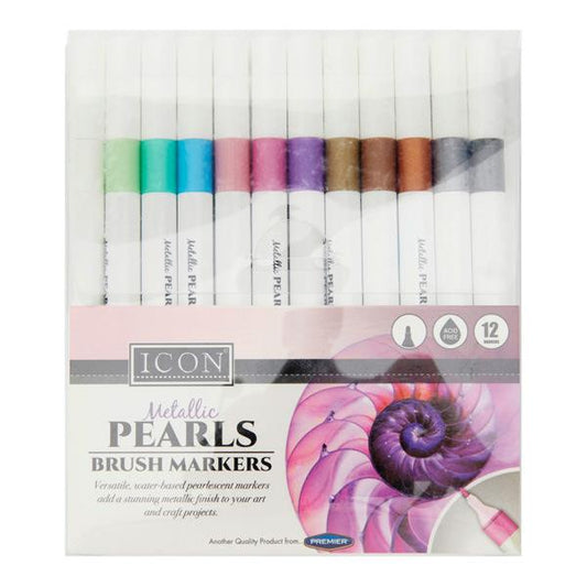 Icon Brush Markers - Metallic Pearl (12 Pack)
